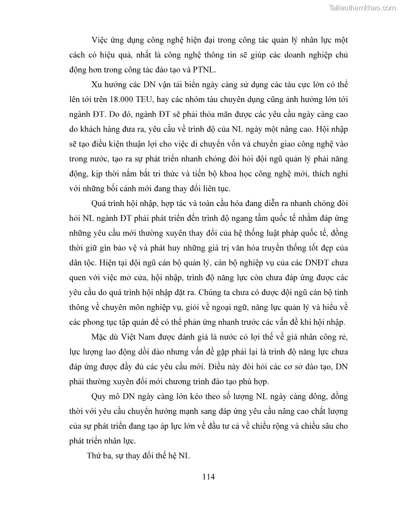 Luận án tiến sĩ quản lý vận tải Các giải pháp phát triển nhân lực cho ngành đóng tàu khu vực Hải Phòng - 11 Trang 121