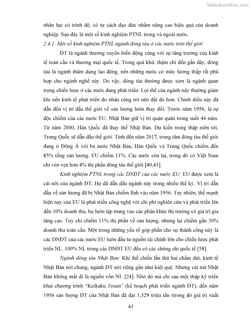 Luận án tiến sĩ quản lý vận tải Các giải pháp phát triển nhân lực cho ngành đóng tàu khu vực Hải Phòng - 5 Trang 49