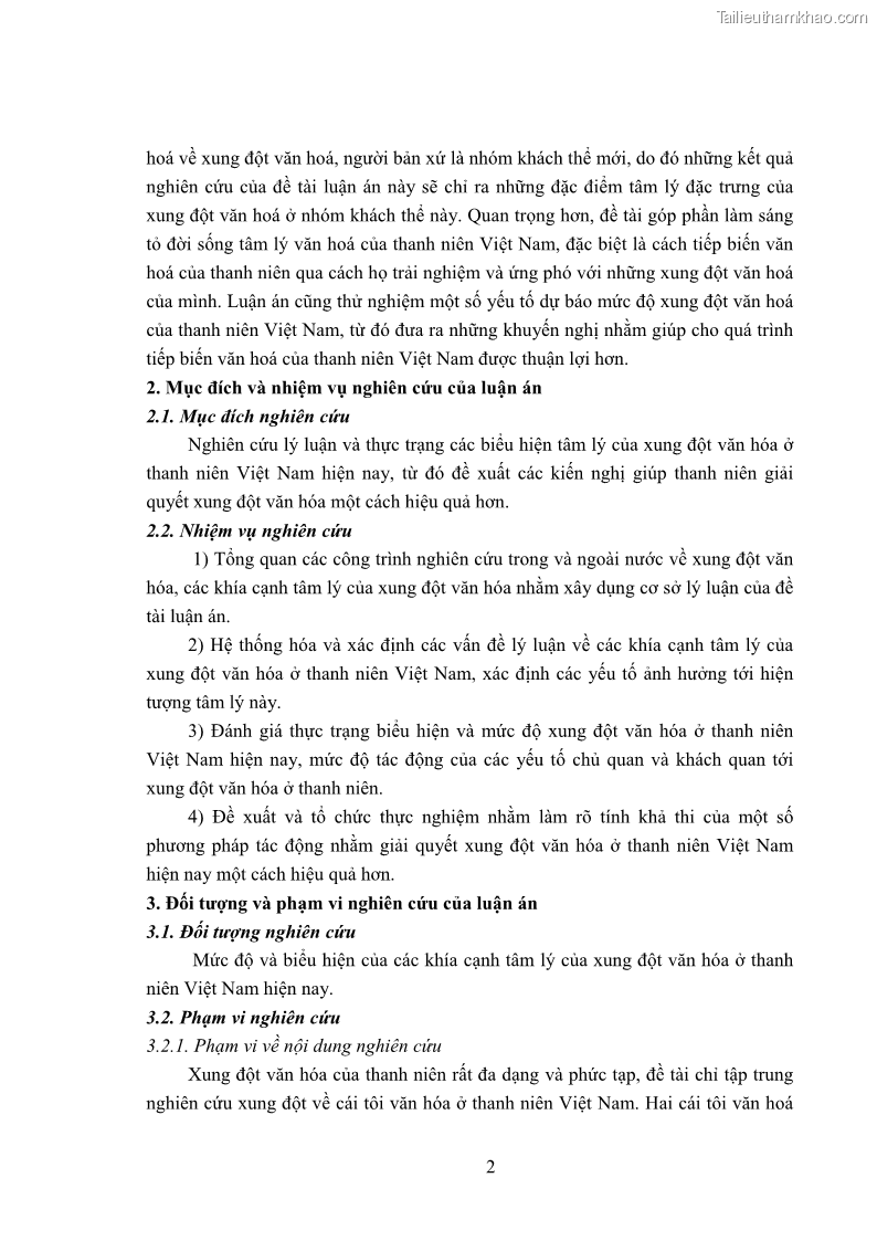 Luận án tiến sĩ tâm lý học Khía cạnh tâm lý của xung đột văn hoá ở thanh niên Việt Nam hiện nay - 1 Trang 10