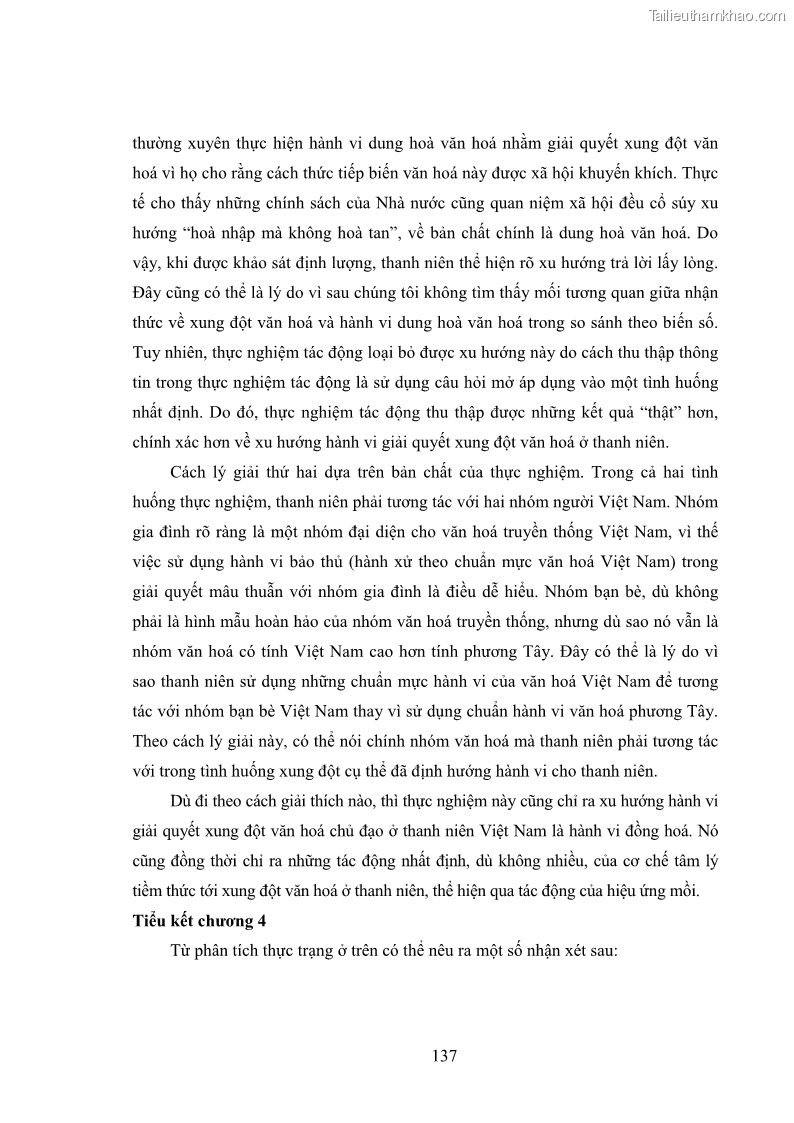 Luận án tiến sĩ tâm lý học Khía cạnh tâm lý của xung đột văn hoá ở thanh niên Việt Nam hiện nay - 13 Trang 145