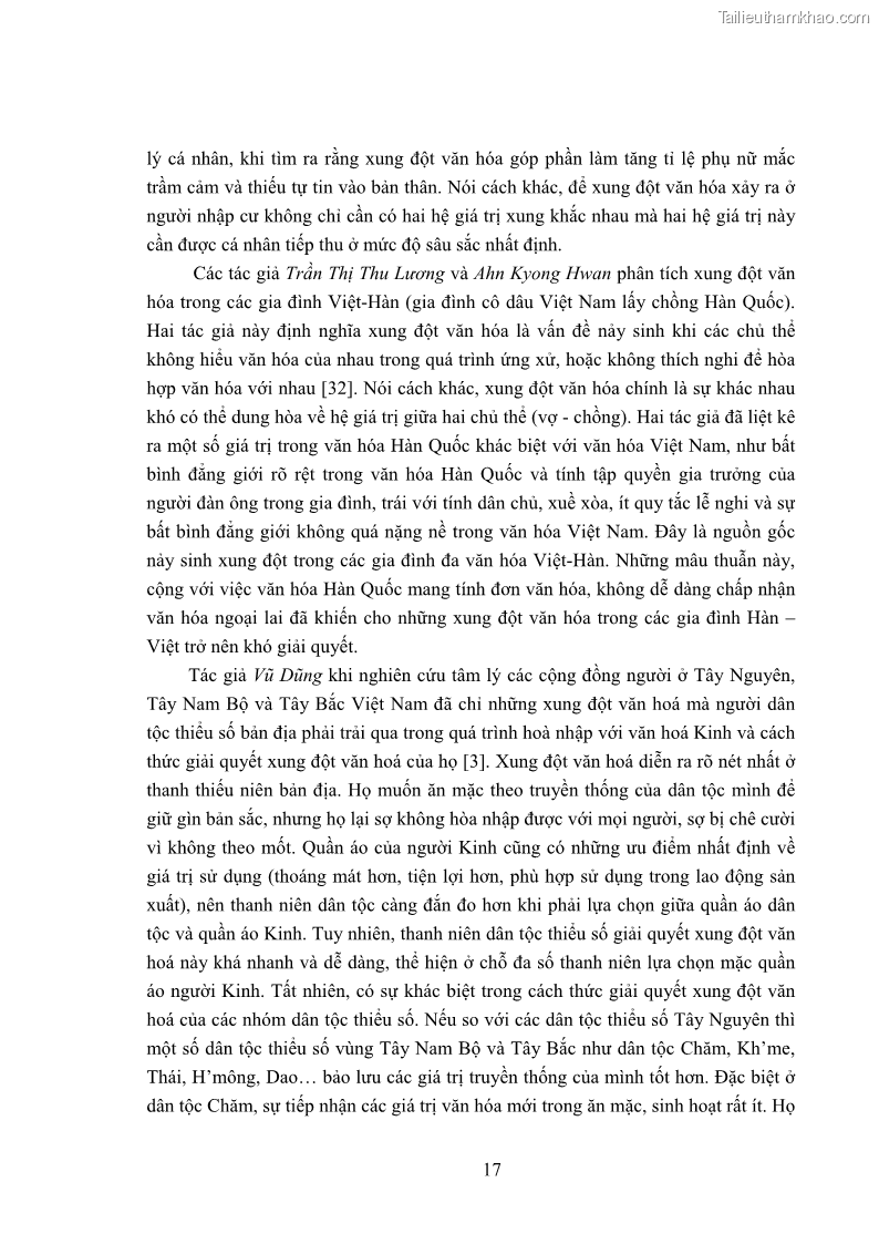 Luận án tiến sĩ tâm lý học Khía cạnh tâm lý của xung đột văn hoá ở thanh niên Việt Nam hiện nay - 3 Trang 25