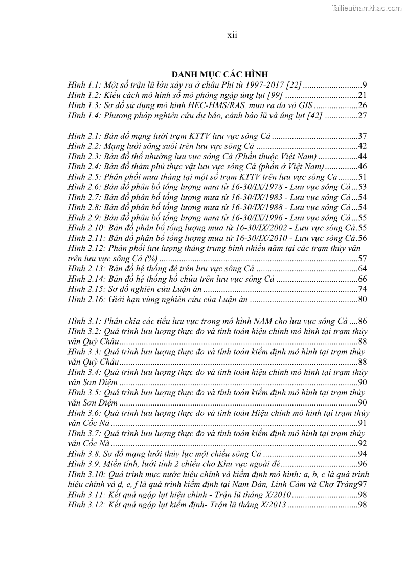 Luận án tiến sĩ thủy văn học Phân tích, đánh giá vai trò của một số nhân tố chính đối với úng lụt vùng hạ lưu lưu vực Sông Cả - 1 Trang 11