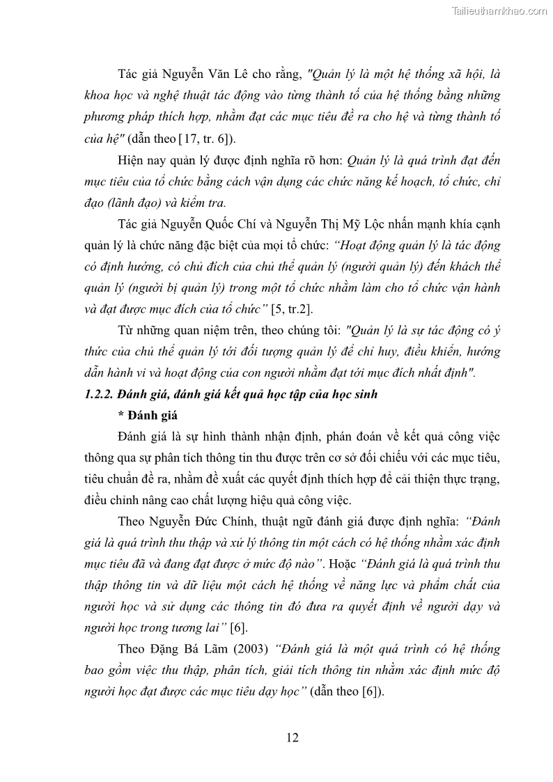 Luận văn thạc sĩ khoa học giáo dục Quản lý hoạt động đánh giá kết quả học tập môn Ngữ văn theo định hướng năng lực ở các trường trung học cơ sở thành phố Lào Cai, tỉnh Lào Cai - 3 Trang 25
