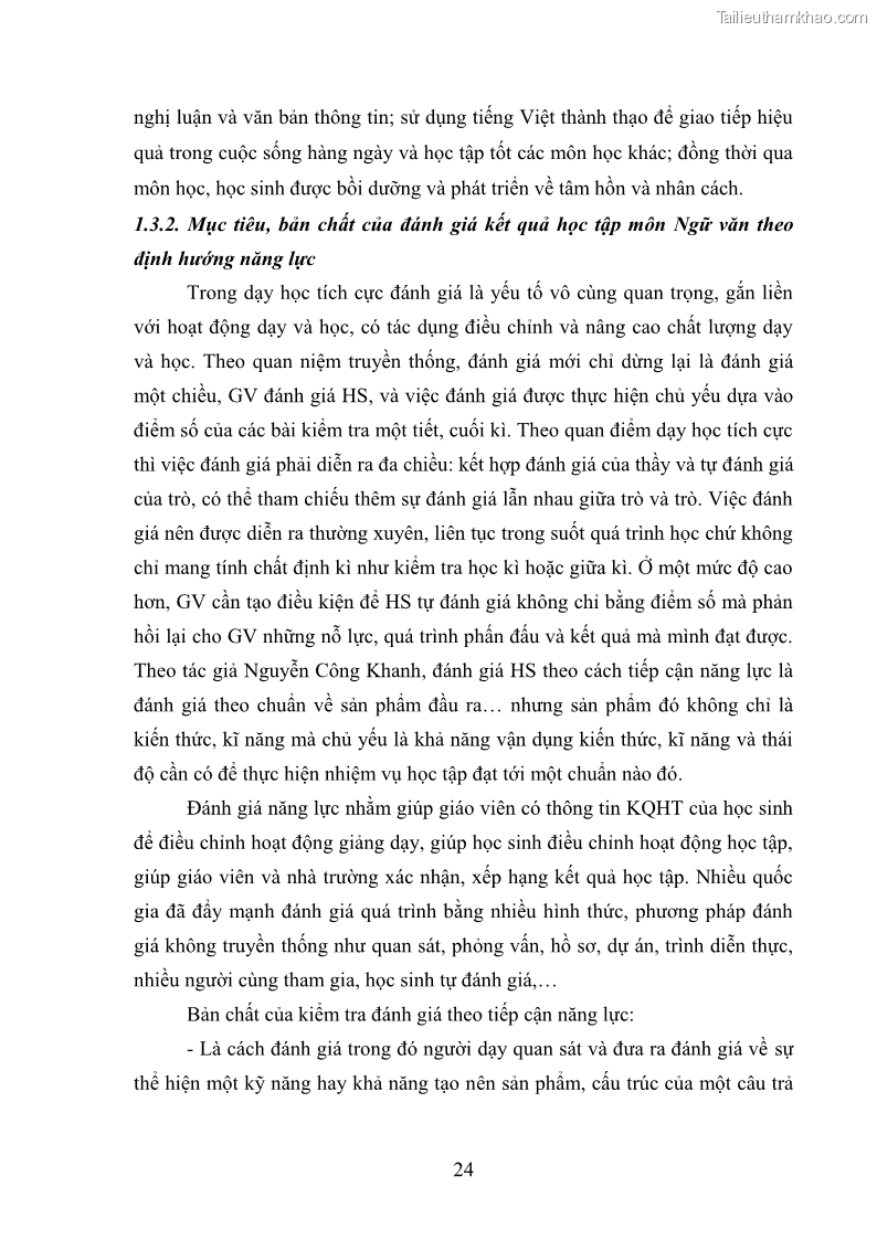 Luận văn thạc sĩ khoa học giáo dục Quản lý hoạt động đánh giá kết quả học tập môn Ngữ văn theo định hướng năng lực ở các trường trung học cơ sở thành phố Lào Cai, tỉnh Lào Cai - 4 Trang 37