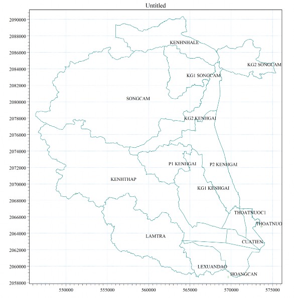 Hình 3 13 Phân vùng lưu vực con cho Khu vực trong đê 3 1 2 2 Thiết lập mô hình 1
