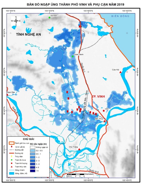 Hình 3 19 Bản đồ ngập lụt kiểm định theo trận lũ tháng X 2019 5