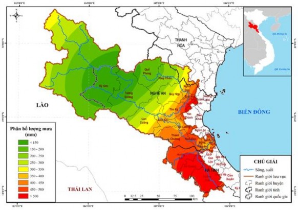 Hình 2 9 Bản đồ phân bố tổng lượng mưa từ 16 30 IX 1996 Lưu vực sông Cả 4