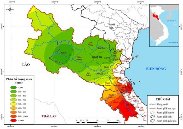 Hình 2 11 Bản đồ phân bố tổng lượng mưa từ 16 30 IX 2010 Lưu vực sông Cả 6