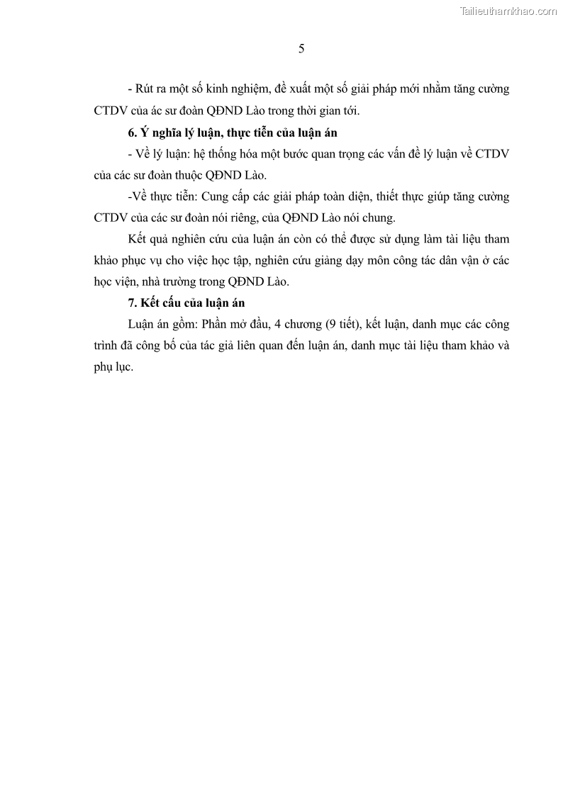 Luận án tiến sĩ Công tác dân vận của các sư đoàn thuộc Quân đội nhân dân Lào giai đoạn hiện nay - 1 Trang 10