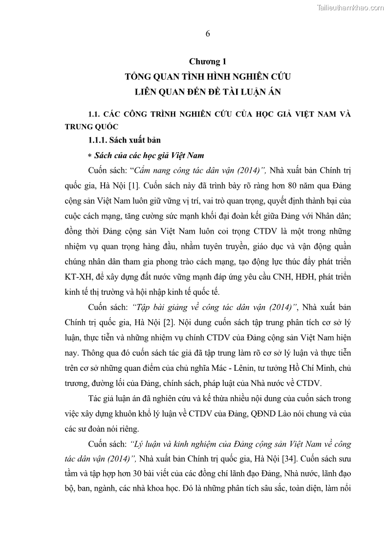 Luận án tiến sĩ Công tác dân vận của các sư đoàn thuộc Quân đội nhân dân Lào giai đoạn hiện nay - 1 Trang 11