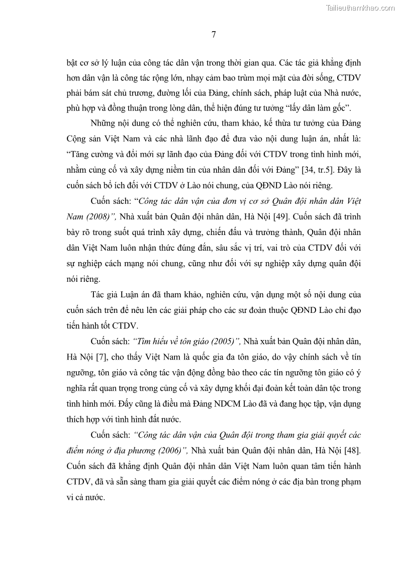Luận án tiến sĩ Công tác dân vận của các sư đoàn thuộc Quân đội nhân dân Lào giai đoạn hiện nay - 1 Trang 12