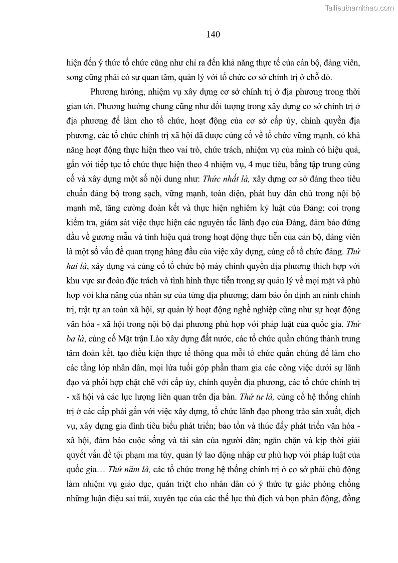 Luận án tiến sĩ Công tác dân vận của các sư đoàn thuộc Quân đội nhân dân Lào giai đoạn hiện nay - 13 Trang 145