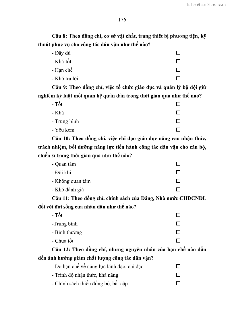 Luận án tiến sĩ Công tác dân vận của các sư đoàn thuộc Quân đội nhân dân Lào giai đoạn hiện nay - 16 Trang 181