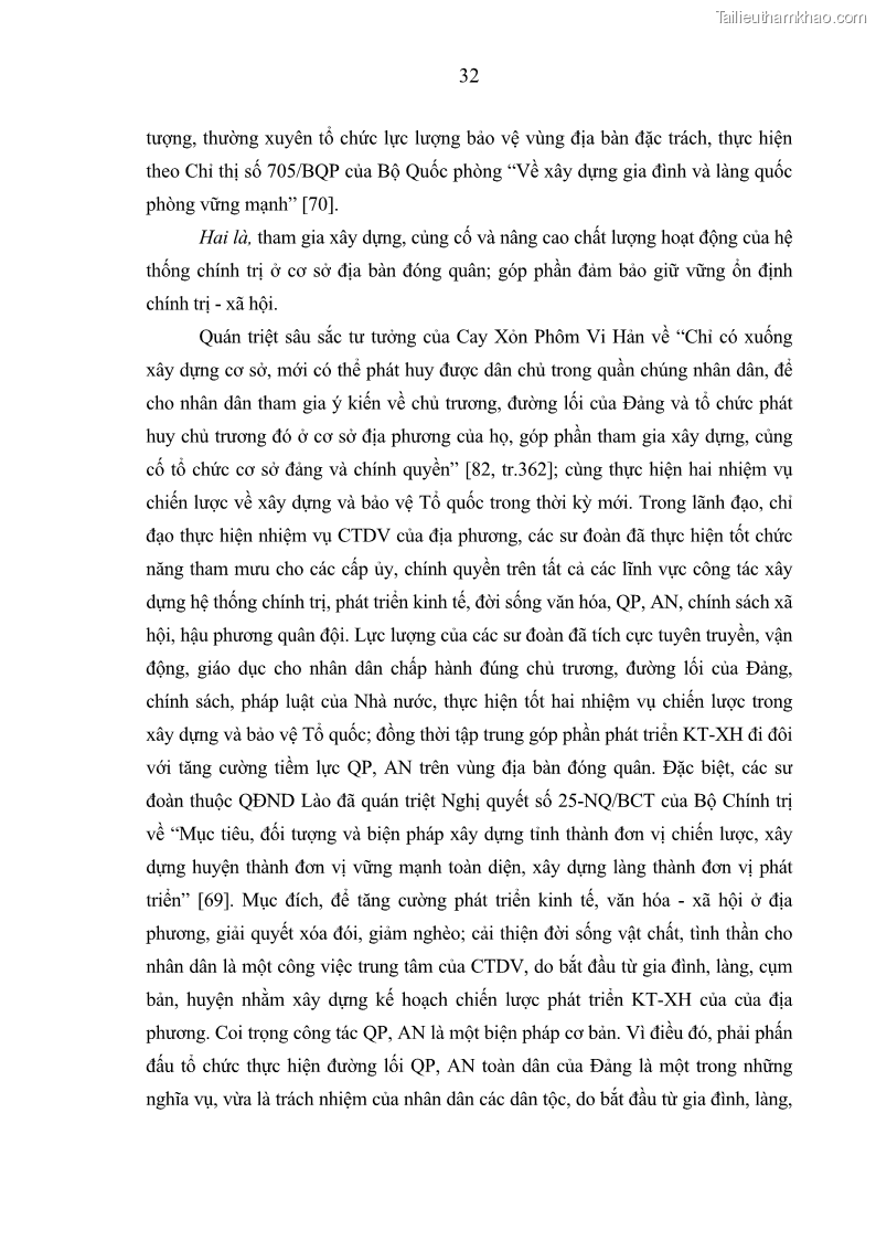 Luận án tiến sĩ Công tác dân vận của các sư đoàn thuộc Quân đội nhân dân Lào giai đoạn hiện nay - 4 Trang 37