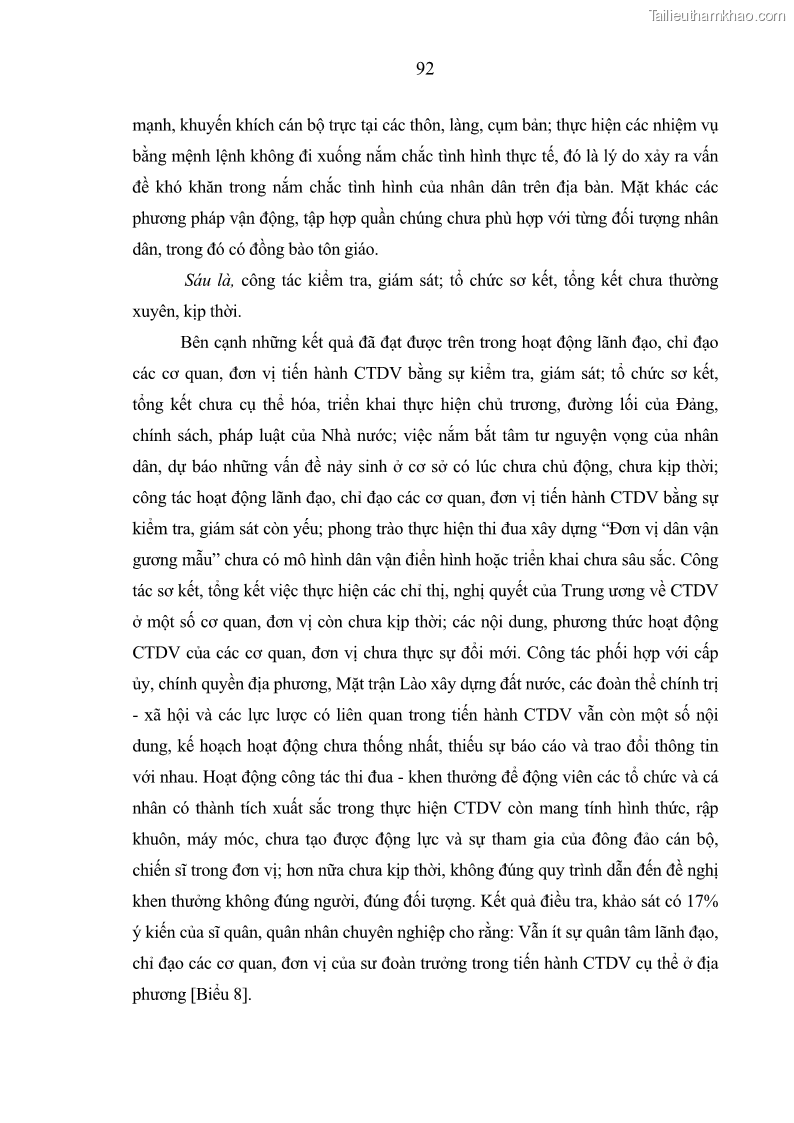 Luận án tiến sĩ Công tác dân vận của các sư đoàn thuộc Quân đội nhân dân Lào giai đoạn hiện nay - 9 Trang 97