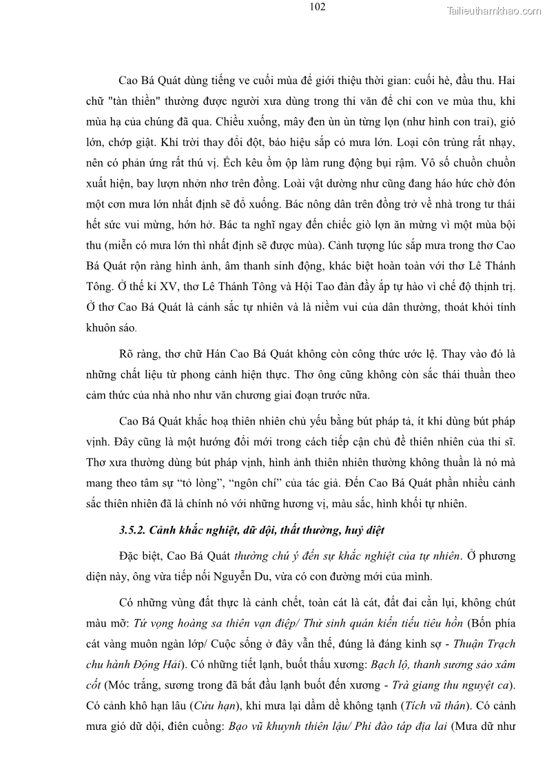Luận án tiến sĩ ngữ văn Thơ chữ Hán Cao Bá Quát - Những điểm mới về nội dung và nghệ thuật - 10 Trang 109