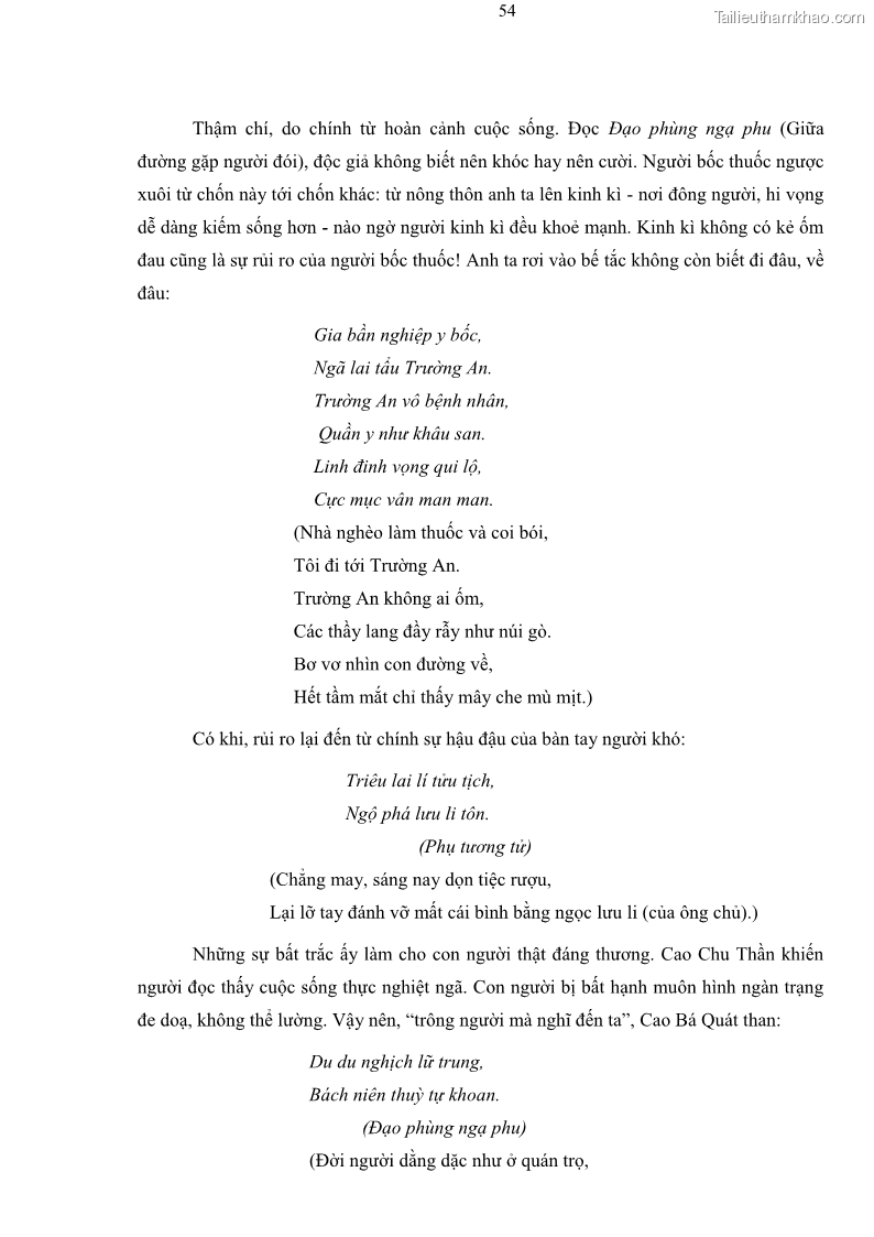 Luận án tiến sĩ ngữ văn Thơ chữ Hán Cao Bá Quát - Những điểm mới về nội dung và nghệ thuật - 6 Trang 61