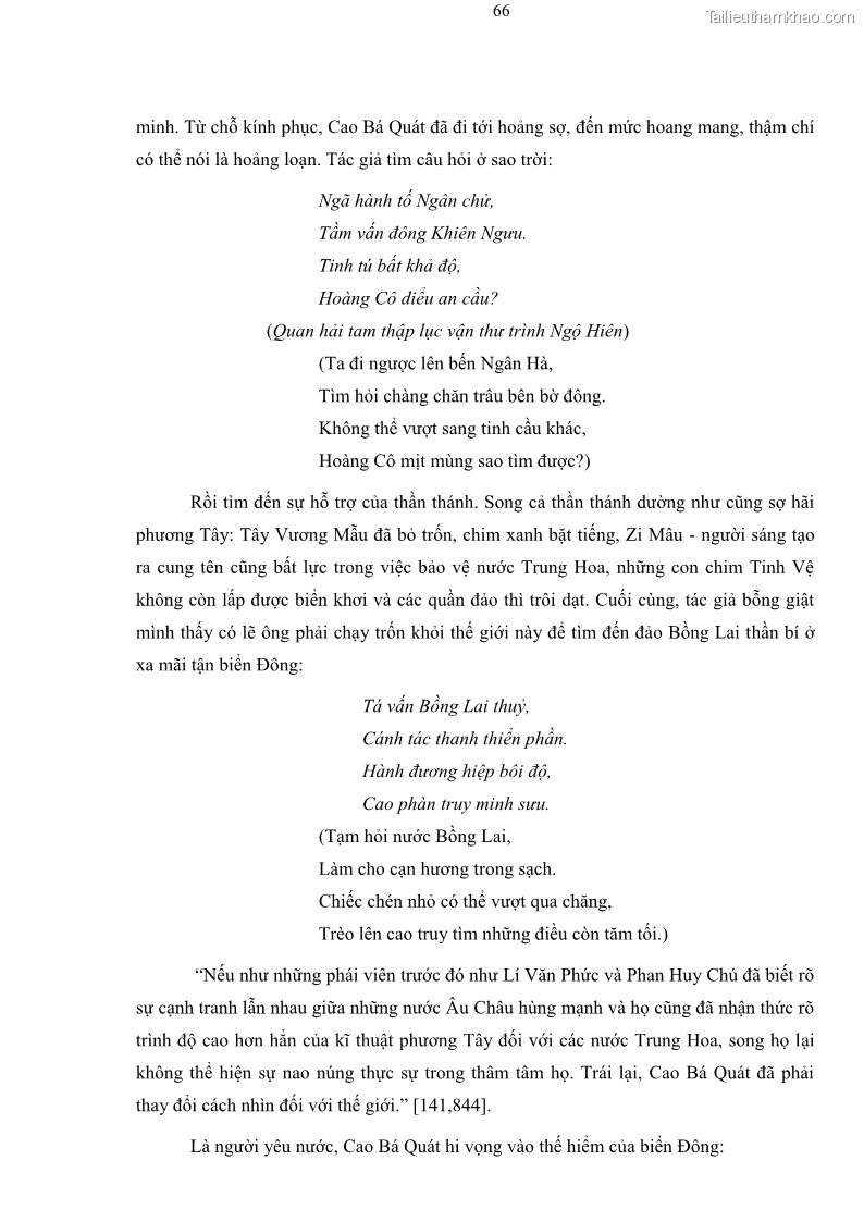 Luận án tiến sĩ ngữ văn Thơ chữ Hán Cao Bá Quát - Những điểm mới về nội dung và nghệ thuật - 7 Trang 73