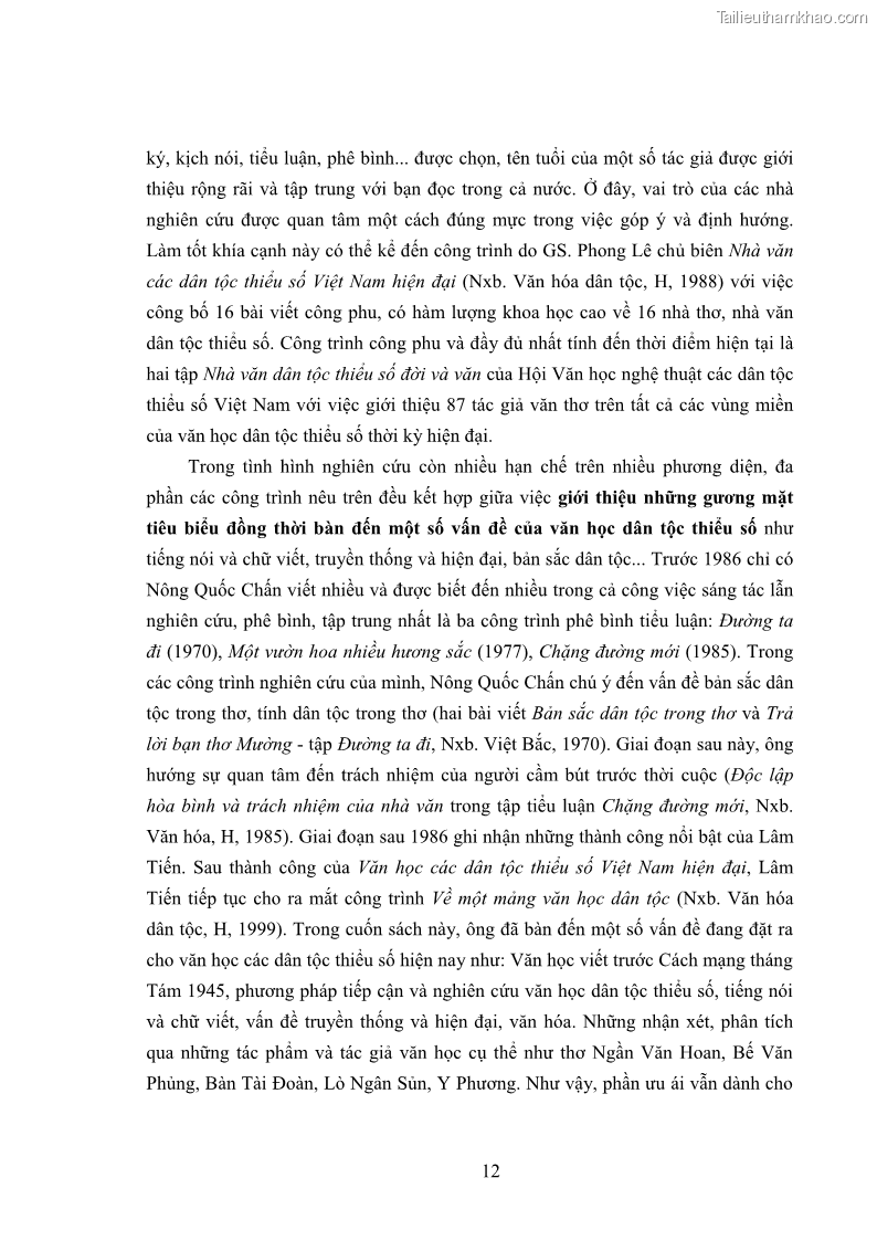 Luận án tiến sĩ ngữ văn Thơ dân tộc Tày từ 1945 đến nay - 1 Trang 12