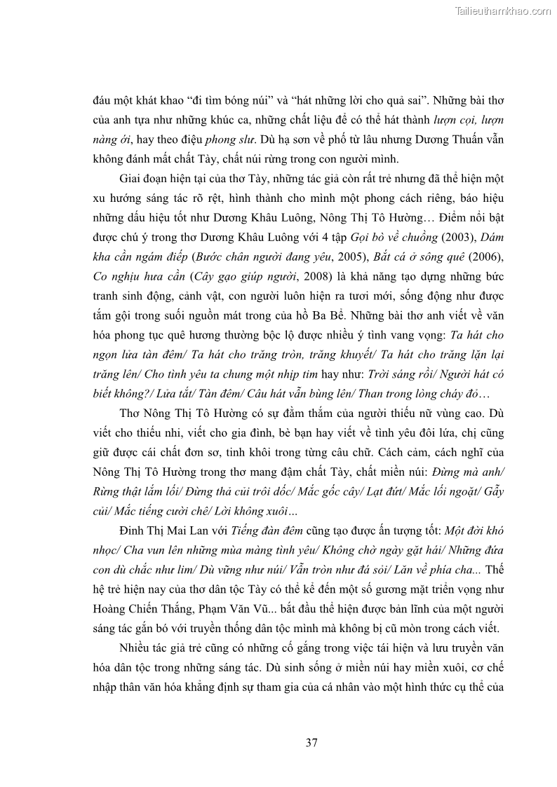 Luận án tiến sĩ ngữ văn Thơ dân tộc Tày từ 1945 đến nay - 4 Trang 37