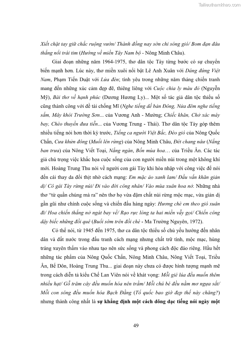 Luận án tiến sĩ ngữ văn Thơ dân tộc Tày từ 1945 đến nay - 5 Trang 49