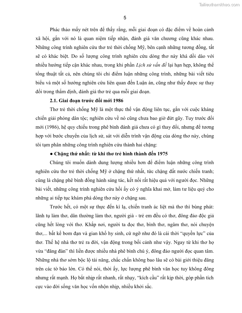 Luận án tiến sĩ ngữ văn Thơ trẻ Việt Nam thời kháng chiến chống Mỹ - Cảm hứng và giọng điệu - 1 Trang 10