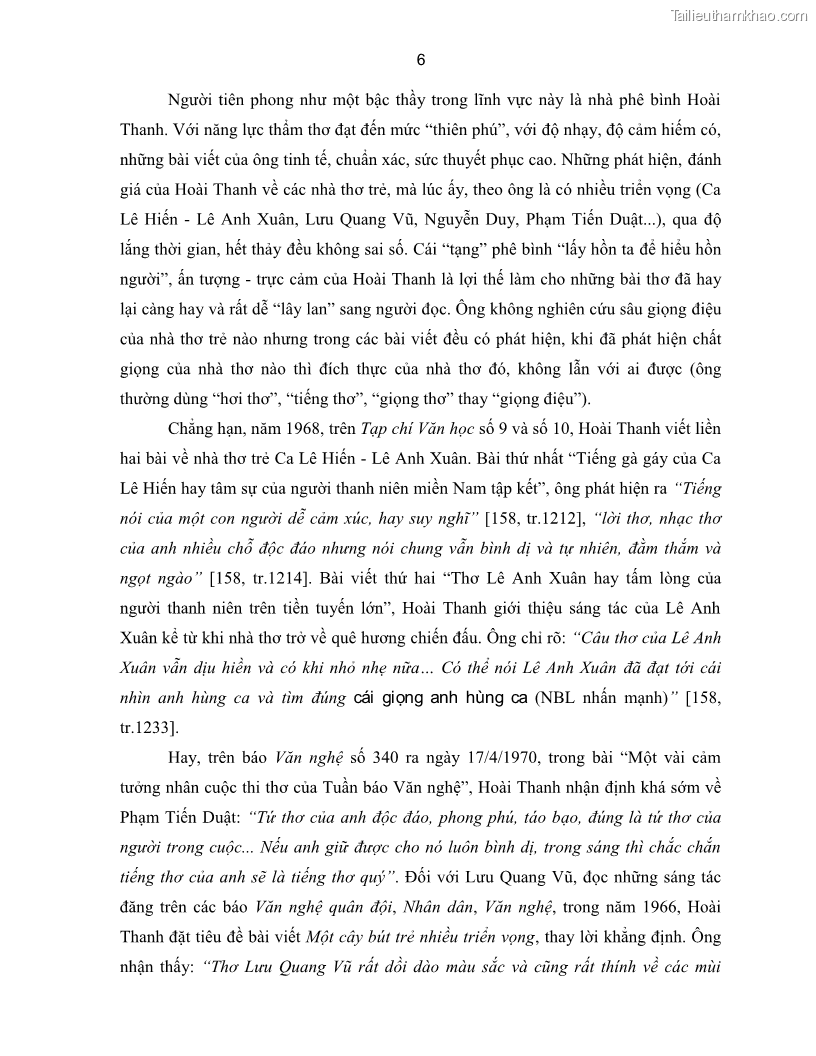 Luận án tiến sĩ ngữ văn Thơ trẻ Việt Nam thời kháng chiến chống Mỹ - Cảm hứng và giọng điệu - 1 Trang 11