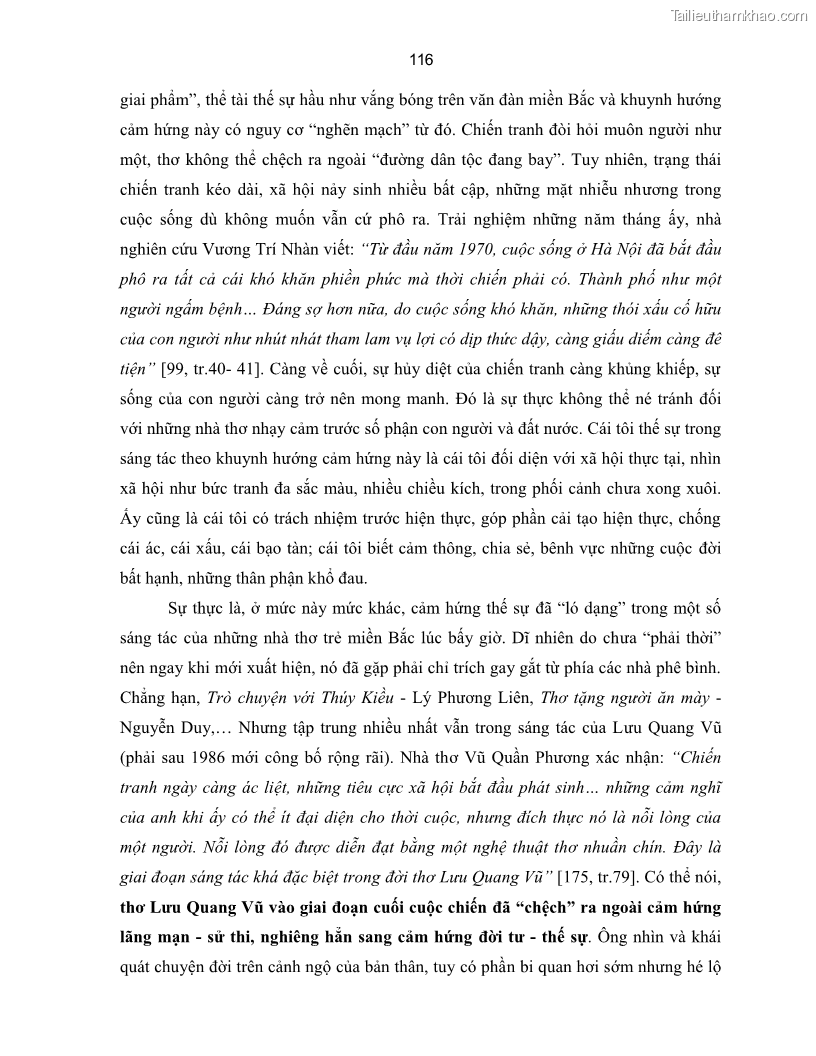 Luận án tiến sĩ ngữ văn Thơ trẻ Việt Nam thời kháng chiến chống Mỹ - Cảm hứng và giọng điệu - 11 Trang 121