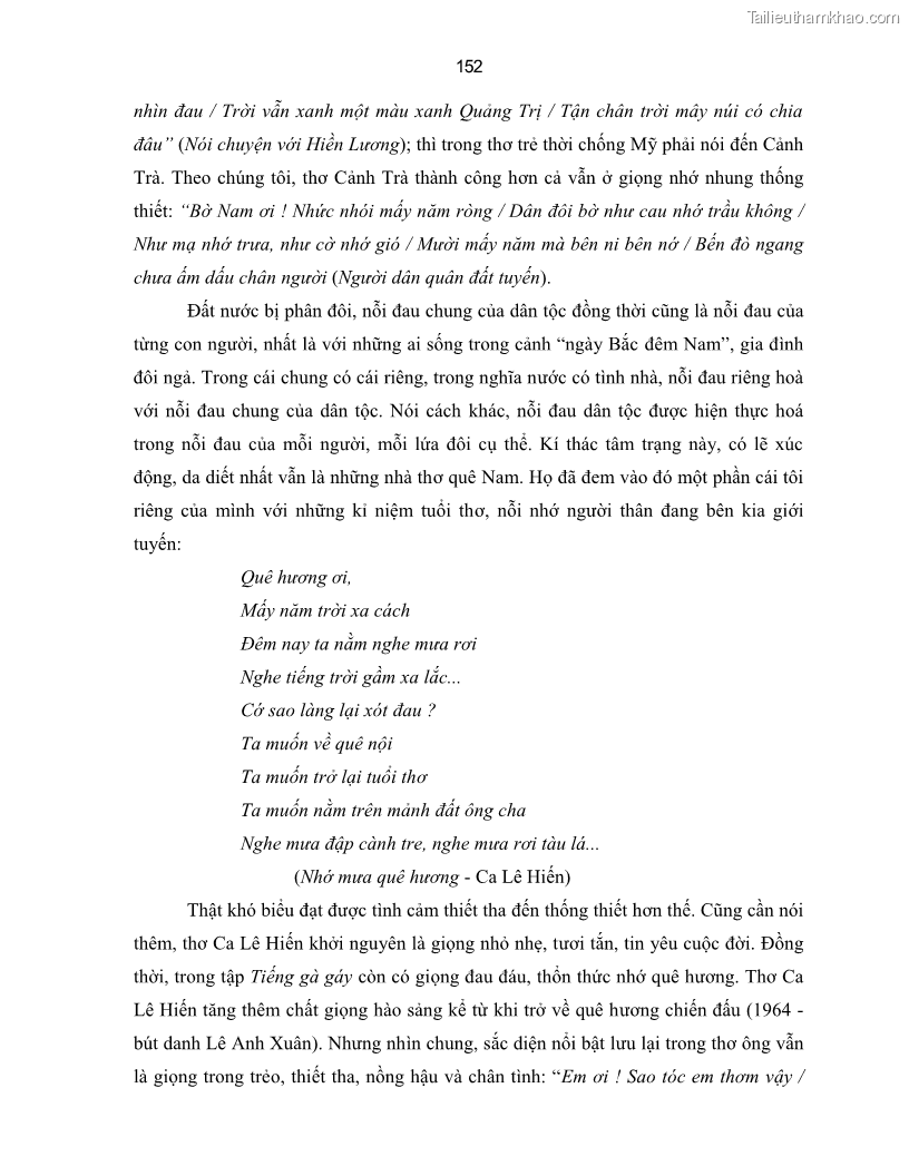 Luận án tiến sĩ ngữ văn Thơ trẻ Việt Nam thời kháng chiến chống Mỹ - Cảm hứng và giọng điệu - 14 Trang 157