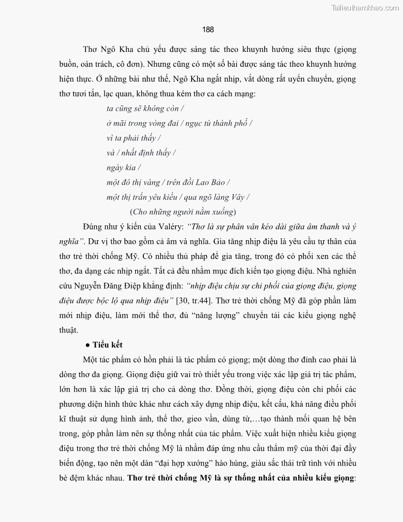 Luận án tiến sĩ ngữ văn Thơ trẻ Việt Nam thời kháng chiến chống Mỹ - Cảm hứng và giọng điệu - 17 Trang 193