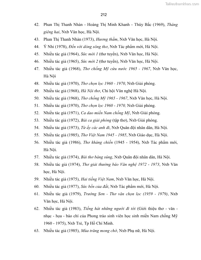 Luận án tiến sĩ ngữ văn Thơ trẻ Việt Nam thời kháng chiến chống Mỹ - Cảm hứng và giọng điệu - 19 Trang 217