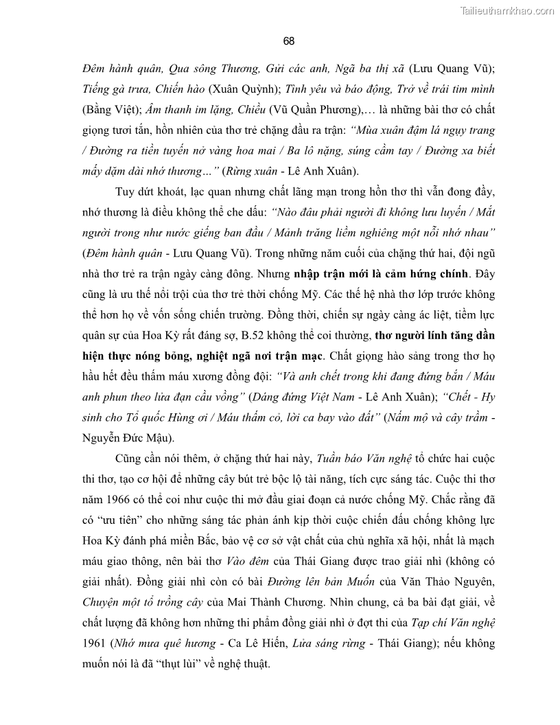 Luận án tiến sĩ ngữ văn Thơ trẻ Việt Nam thời kháng chiến chống Mỹ - Cảm hứng và giọng điệu - 7 Trang 73