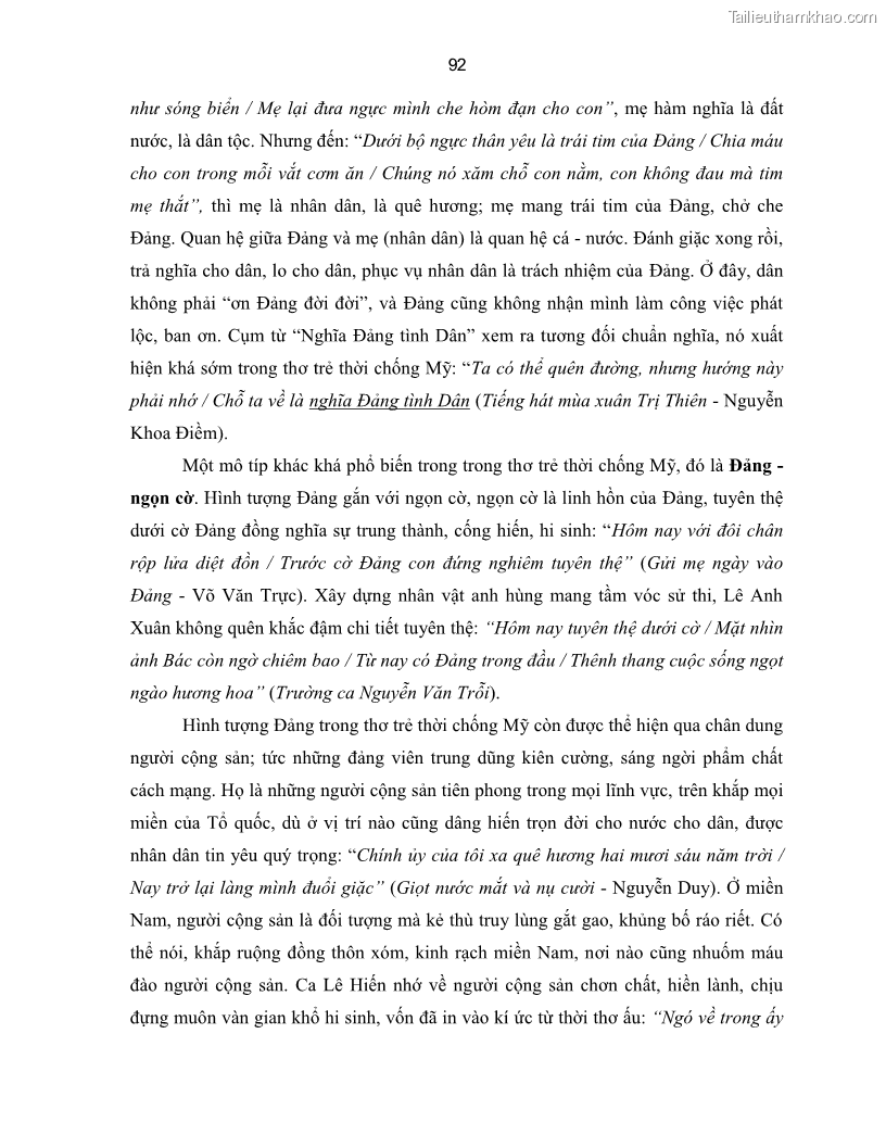 Luận án tiến sĩ ngữ văn Thơ trẻ Việt Nam thời kháng chiến chống Mỹ - Cảm hứng và giọng điệu - 9 Trang 97