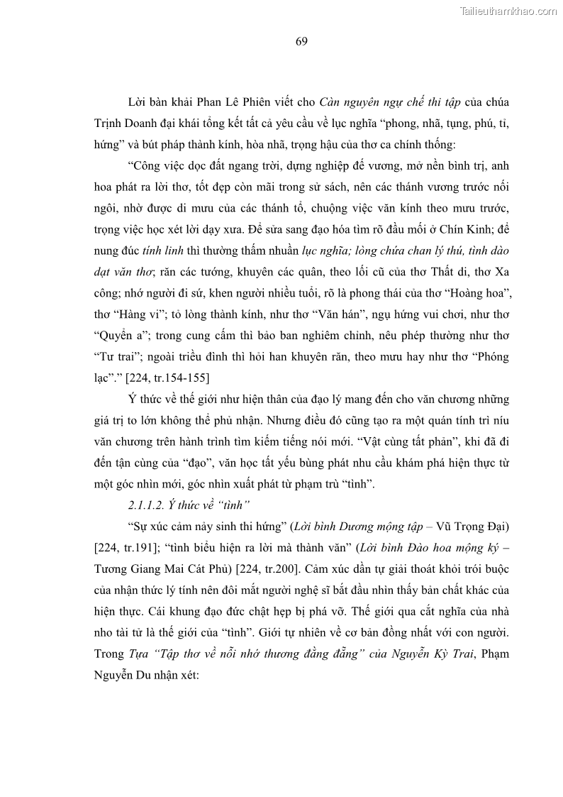 Luận án tiến sĩ ngữ văn Tiến trình vận động của văn học trung đại Việt Nam thế kỷ XVIII-XIX - Từ ý thức nghệ thuật đến thực tiễn sáng tác - 7 Trang 73