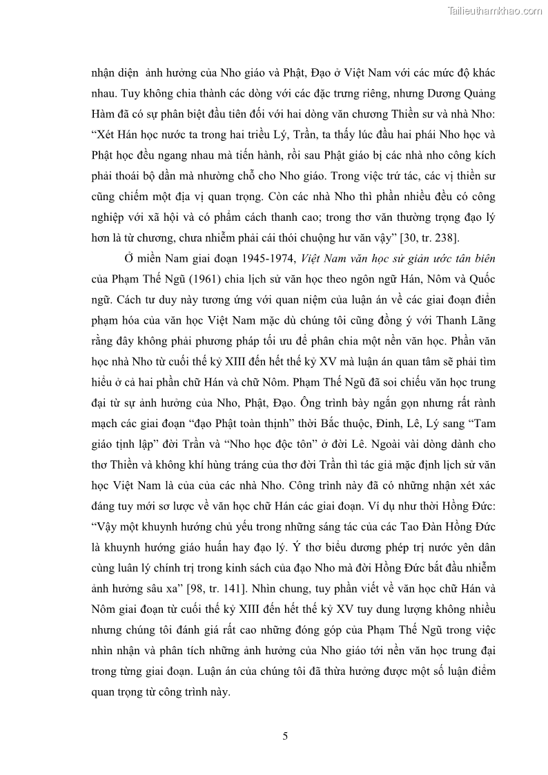 Luận án tiến sĩ văn học Quá trình vận động tới sự điển phạm hóa của văn học nhà nho ở Việt Nam từ Trần Nhân Tông qua Nguyễn Trãi đến Lê Thánh Tông - 1 Trang 11