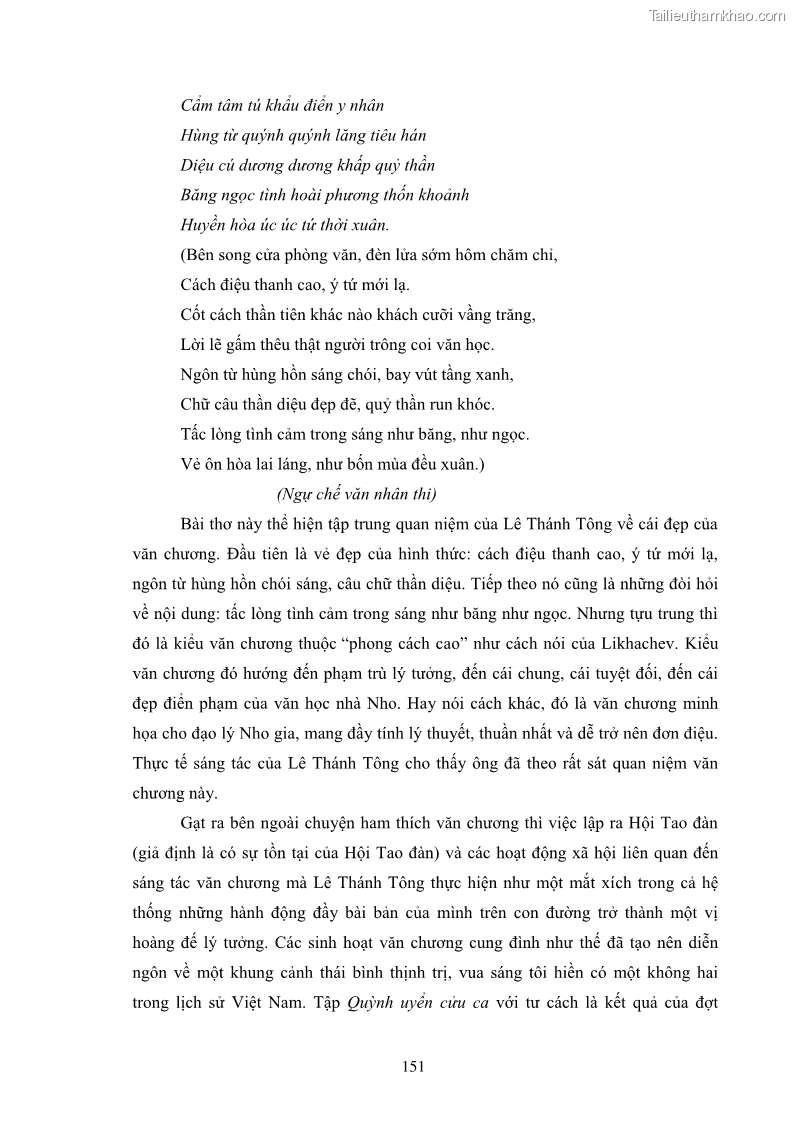 Luận án tiến sĩ văn học Quá trình vận động tới sự điển phạm hóa của văn học nhà nho ở Việt Nam từ Trần Nhân Tông qua Nguyễn Trãi đến Lê Thánh Tông - 14 Trang 157