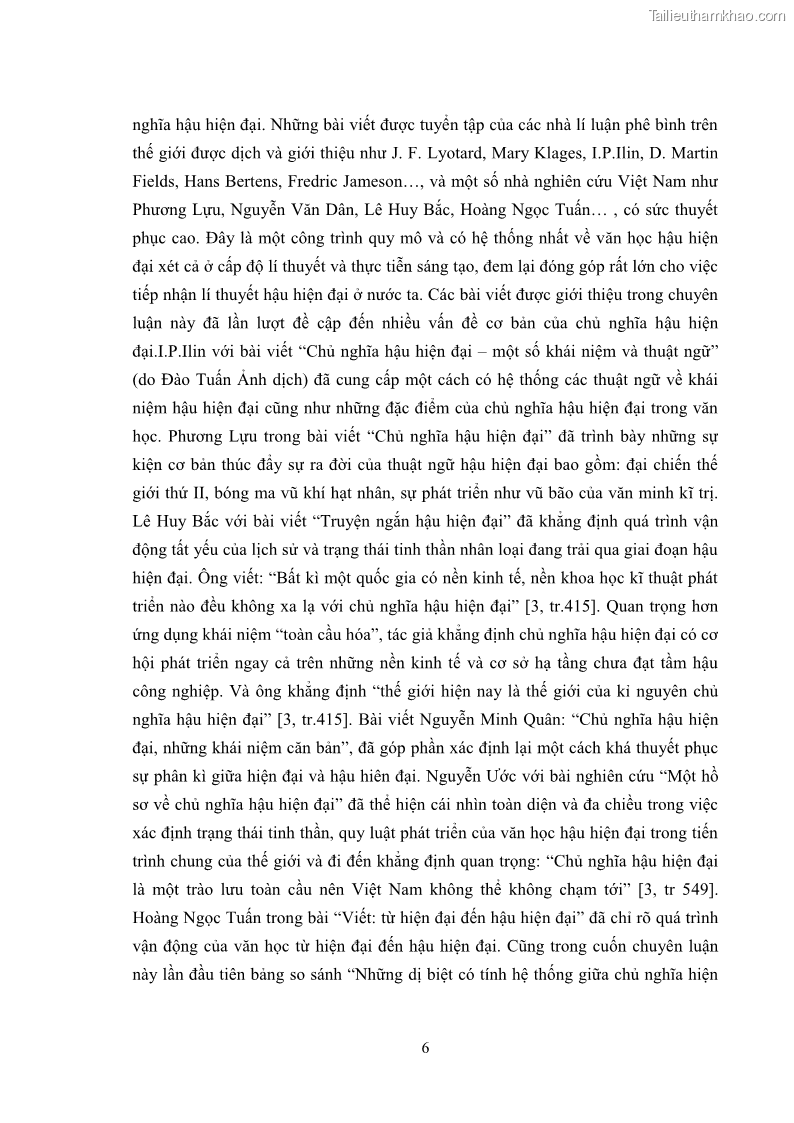 Luận án tiến sĩ văn học Sự khác biệt của yếu tố hậu hiện đại trong sáng tác của Hồ Anh Thái và Haruki Murakami - 1 Trang 12