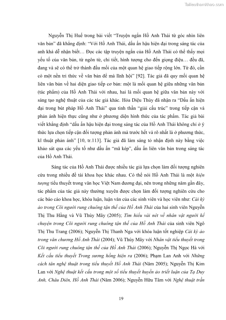 Luận án tiến sĩ văn học Sự khác biệt của yếu tố hậu hiện đại trong sáng tác của Hồ Anh Thái và Haruki Murakami - 3 Trang 25