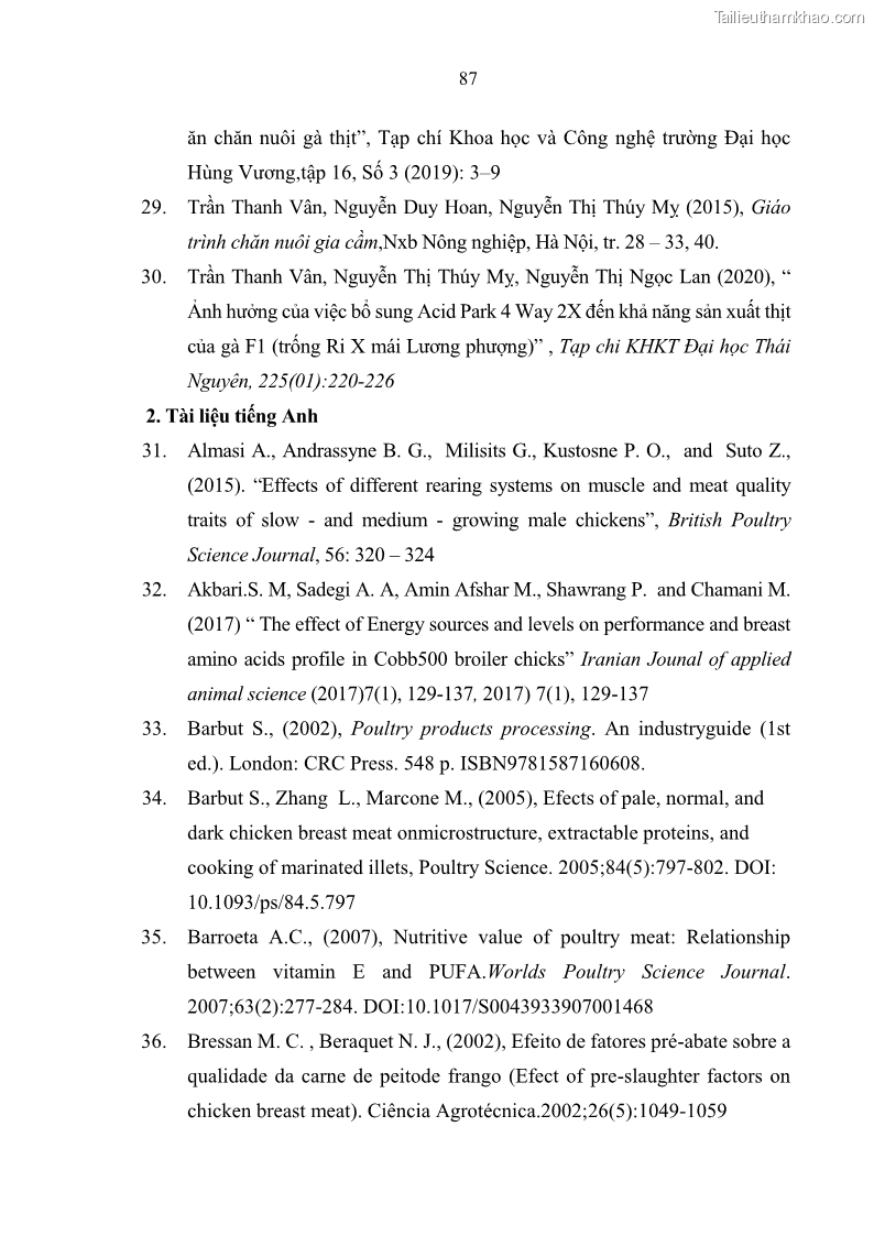 Luận văn thạc sĩ chăn nuôi Nghiên cứu đánh giá hiệu quả của algimun đến gà cobb 500 và gà ri lai ri x lương phượng nuôi chuồng hở tại Thái Nguyên - 9 Trang 97
