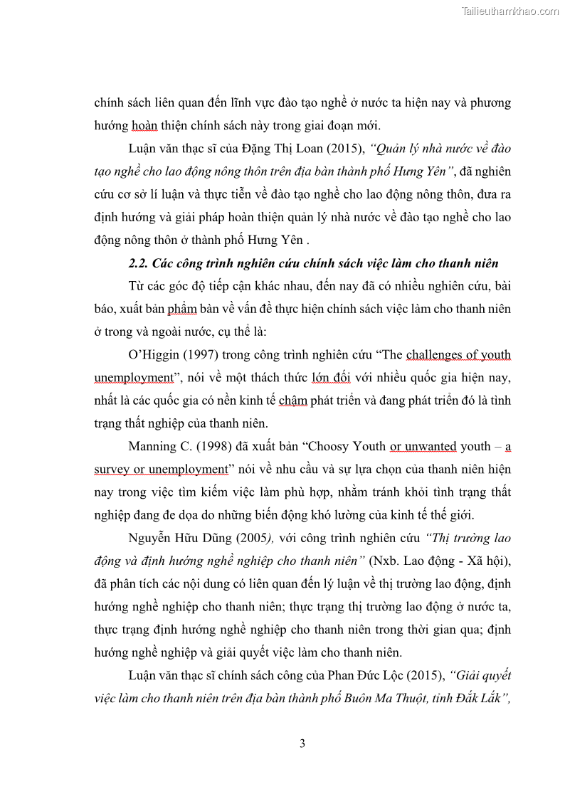 Luận văn thạc sĩ chính sách công Thực hiện chính sách việc làm cho thanh niên trên địa bàn thành phố Buôn Ma Thuột, tỉnh Đắk Lắk - 1 Trang 10