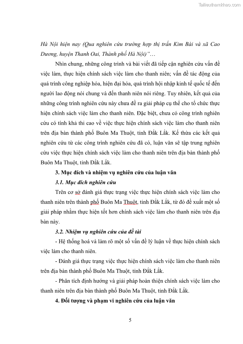 Luận văn thạc sĩ chính sách công Thực hiện chính sách việc làm cho thanh niên trên địa bàn thành phố Buôn Ma Thuột, tỉnh Đắk Lắk - 1 Trang 12