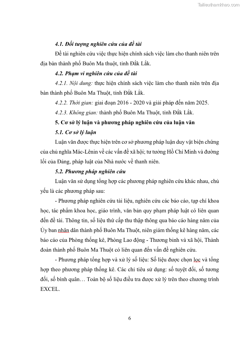 Luận văn thạc sĩ chính sách công Thực hiện chính sách việc làm cho thanh niên trên địa bàn thành phố Buôn Ma Thuột, tỉnh Đắk Lắk - 2 Trang 13