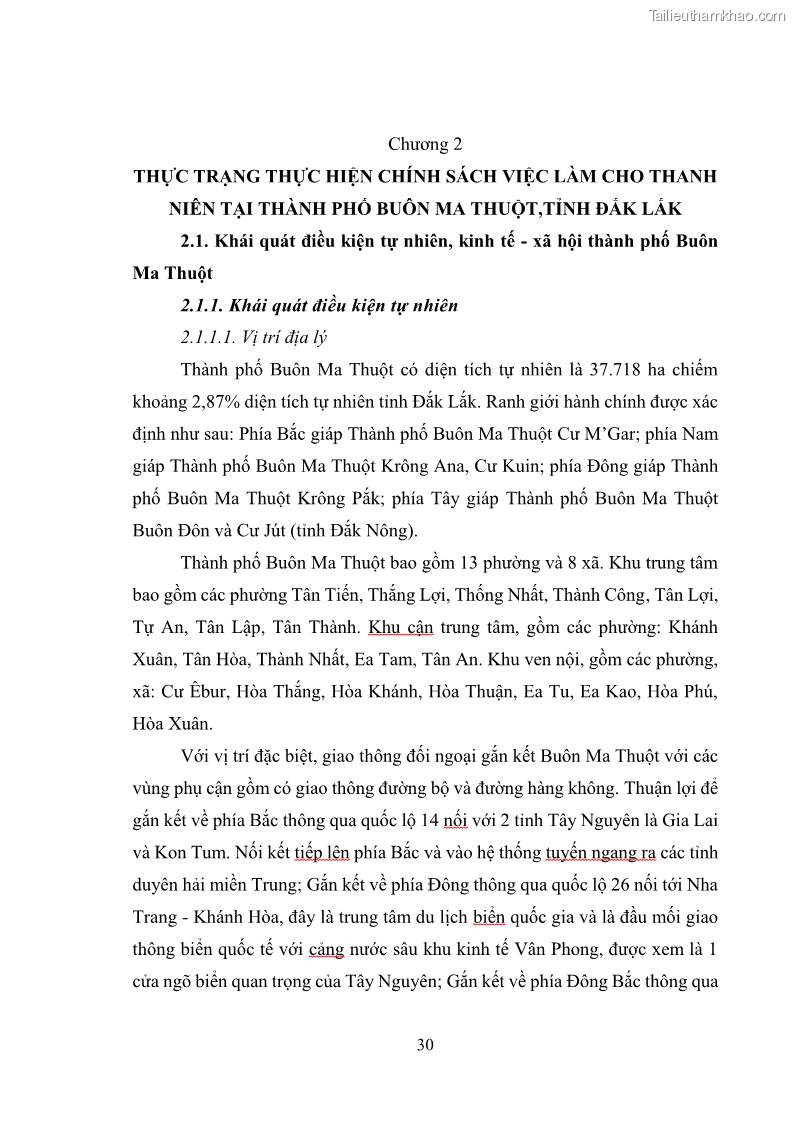 Luận văn thạc sĩ chính sách công Thực hiện chính sách việc làm cho thanh niên trên địa bàn thành phố Buôn Ma Thuột, tỉnh Đắk Lắk - 4 Trang 37