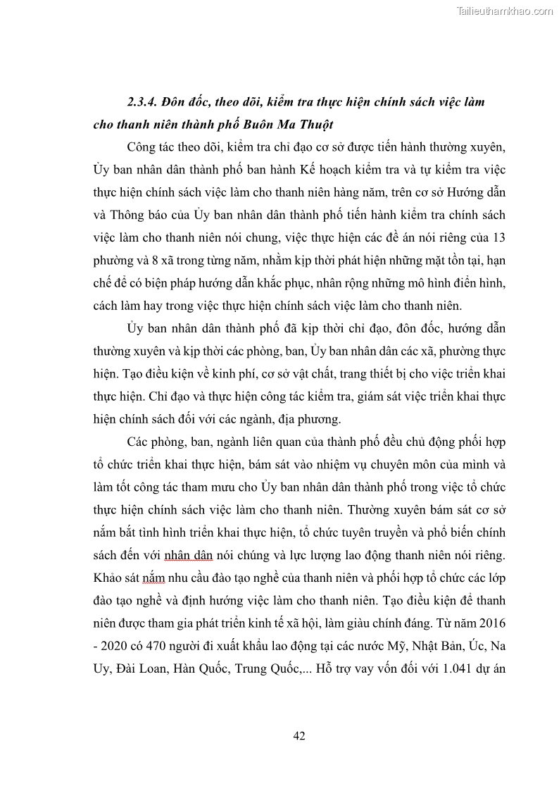 Luận văn thạc sĩ chính sách công Thực hiện chính sách việc làm cho thanh niên trên địa bàn thành phố Buôn Ma Thuột, tỉnh Đắk Lắk - 5 Trang 49