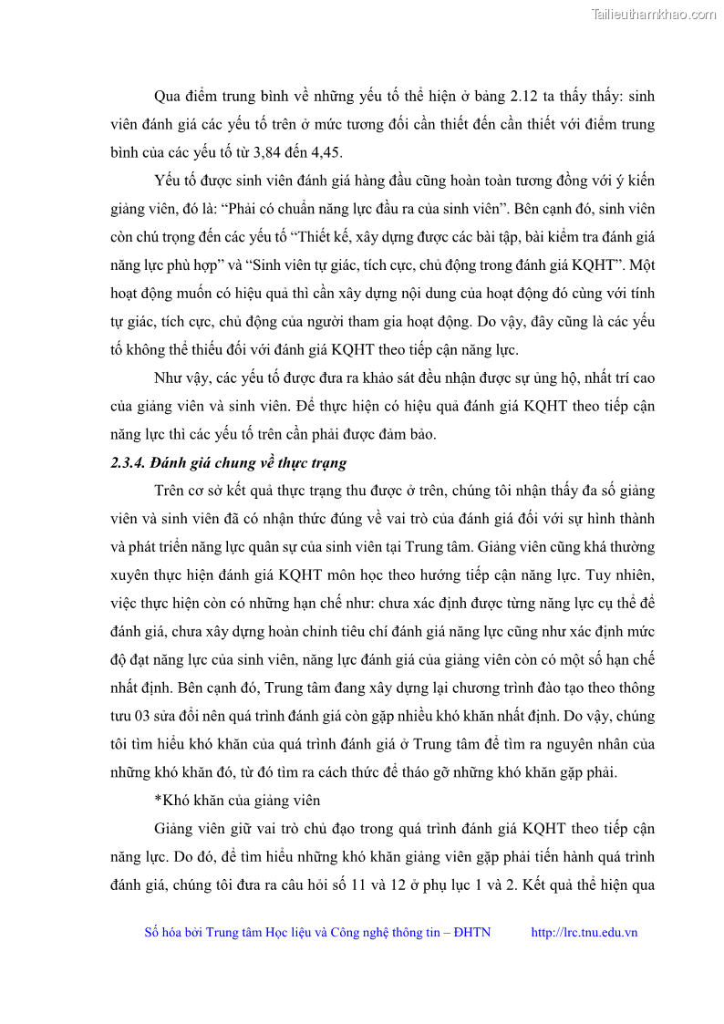 Luận văn thạc sĩ khoa học giáo dục Đánh giá kết quả học tập của sinh viên tại Trung tâm Giáo dục quốc phòng và an ninh Đại học Thái Nguyên theo tiếp cận năng lực - 8 Trang 85
