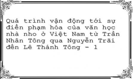 Quá trình vận động tới sự điển phạm hóa của văn học nhà nho ở Việt Nam từ Trần Nhân Tông qua Nguyễn Trãi đến Lê Thánh Tông - 1