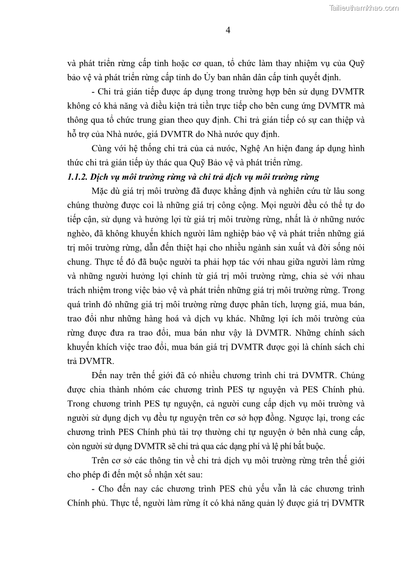 Luận văn thạc sĩ khoa học lâm nghiệp Đánh giá hiệu quả chi trả dịch vụ môi trường rừng trên địa bàn huyện Quế Phong, tỉnh Nghệ An - 2 Trang 13