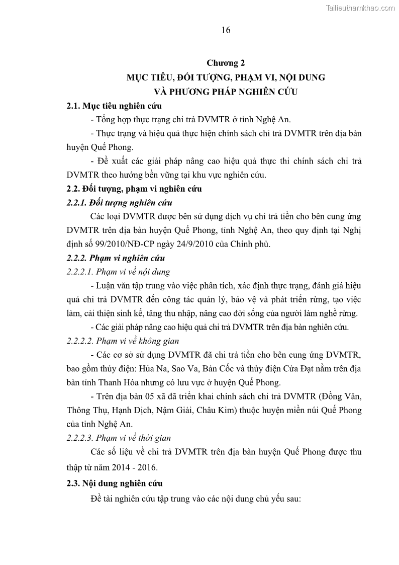 Luận văn thạc sĩ khoa học lâm nghiệp Đánh giá hiệu quả chi trả dịch vụ môi trường rừng trên địa bàn huyện Quế Phong, tỉnh Nghệ An - 3 Trang 25