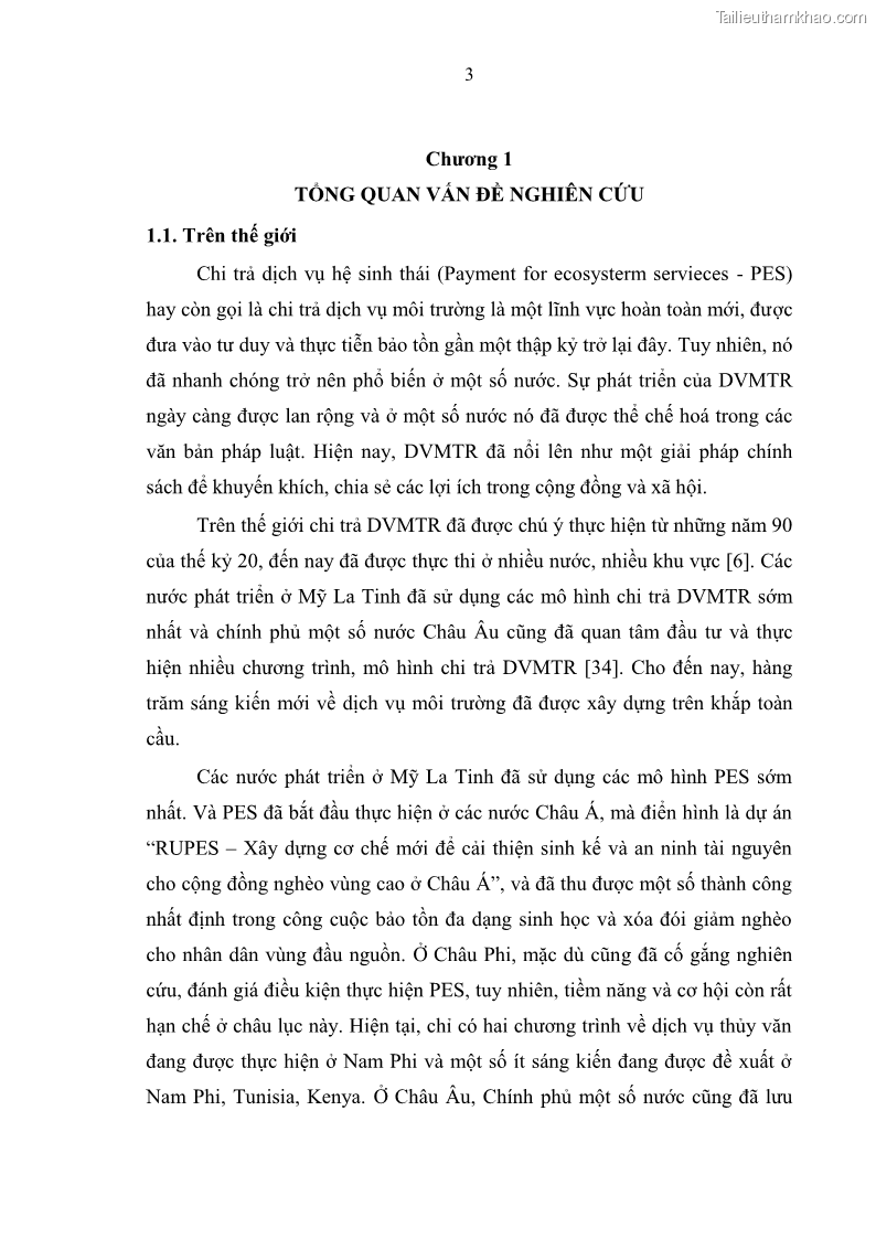 Luận văn thạc sĩ khoa học lâm nghiệp Đánh giá hiệu quả Chính sách chi trả dịch vụ môi trường rừng đến công tác quản lý bảo vệ rừng, cải thiện đời sống người dân Lưu vực Nhà máy thủy điện Cửa Đạt trên địa bàn tỉnh Thanh Hóa, giai đoạn từ 2012- 2016 - 1 Trang 11