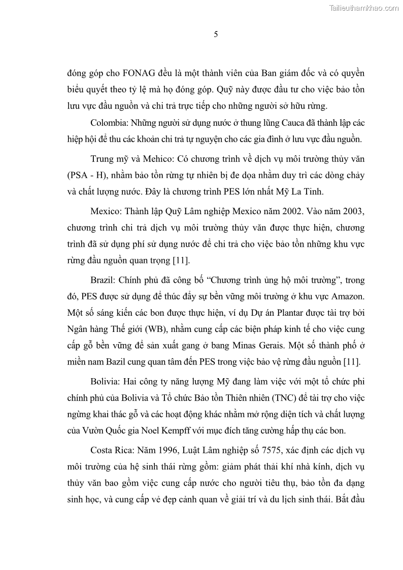 Luận văn thạc sĩ khoa học lâm nghiệp Đánh giá hiệu quả Chính sách chi trả dịch vụ môi trường rừng đến công tác quản lý bảo vệ rừng, cải thiện đời sống người dân Lưu vực Nhà máy thủy điện Cửa Đạt trên địa bàn tỉnh Thanh Hóa, giai đoạn từ 2012- 2016 - 2 Trang 13